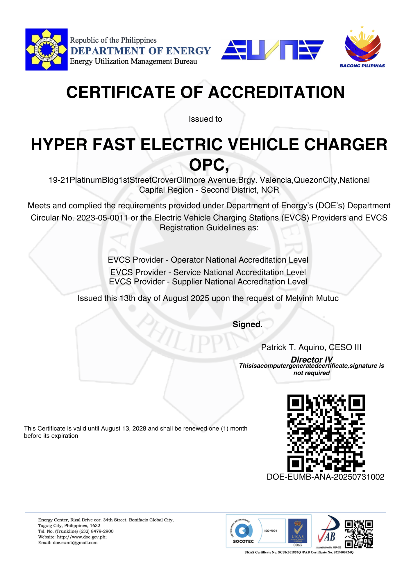 Department of Energy Accreditation